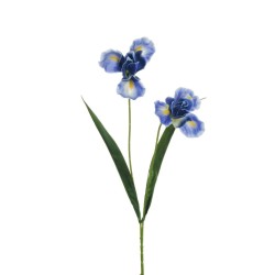 Lot de 36 Iris tige x2 avec 2 feuilles, 53 cm artificiel bleu crème 