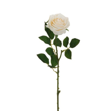 Lot de 24 Rose d'équateur avec 3 feuilles, tête ø 9 cm, 65 cm artificielle crème 