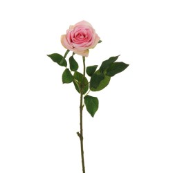 Lot de 24 Rose d'équateur avec 3 feuilles, tête ø 9 cm, 65 cm artificielle rose 
