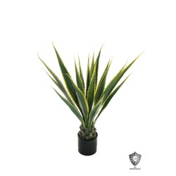 Lot de 2 Plante agave américaine en plastique résistant aux uv avec 18 feuilles dans un pot en plastique ø 20,5 cm, h 19,5 cm, 1