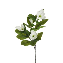 Lot de 12 Branche de magnolia toucher naturel avec 3 fleurs et 1 bouton, 103 cm artificielle blanc n° 1 