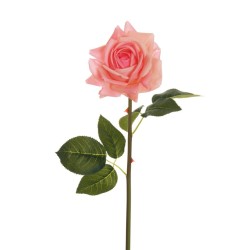 Lot de 24 Rose diamant toucher naturel avec 2 feuilles et tige en pvc, tête ø 10 cm, 52 cm chaque tête dans un sac en polyéthylè