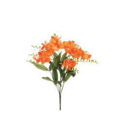 Lot de 12 Branche de freesia x9 avec boutons en plastique, 50 cm artificiel orange 