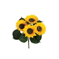 Lot de 8 Tournesol x5, tête ø 14 cm, 44 cm artificielle jaune 