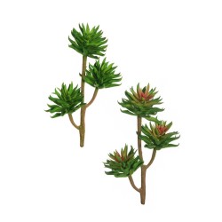 Lot de 12 Plastique aloe aristata branche avec 3 groupes de feuilles, ø 10 cm, 36 cm artificielle rouge 