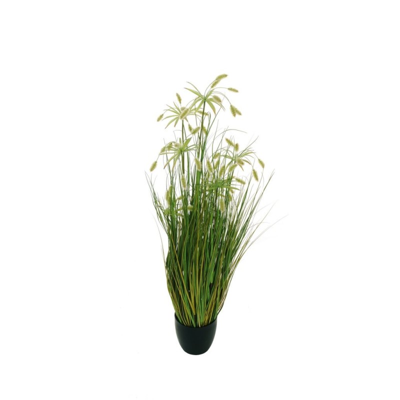 Lot de 4 Plante papyrus avec 7 branches, fleurs et herbe dans un pot en plastique ø 20 cm, h 17 cm, 120 cm artificiel rouge 