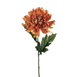 Lot de 36 Chrysanthème décoratif artificiel d'aspect sec avec 2 feuilles, 70 cm. (chaque tête dans un sac en polyéthylène) - ora