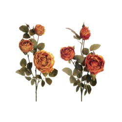 Lot de 24 Bouquet de roses austin x3 avec 2 fleurs et 1 bouton, collection de feuillage, 78 cm artificiel orange d'automne n° 4 