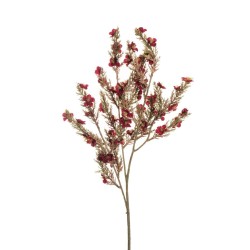 Lot de 12 Plastique erica artificiel arborea tige x3, collection automne, 70 cm. - borgogne 