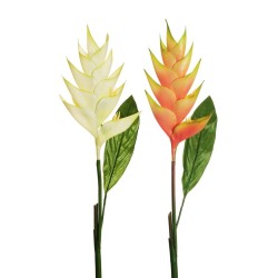 Lot de 12 Branche d'héliconia toucher naturel avec 1 fleur, 1 feuille et tige en tubes pvc, 88 cm artificielle crème 