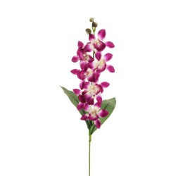 Lot de 24 Tige d'orchidée dendrobium avec 7 fleurs et 3 boutons en mousse, 67 cm artificiel rouge 
