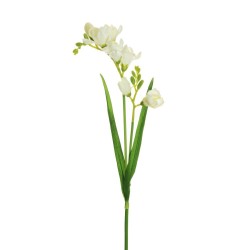 Lot de 24 Tige de freesia x2 avec 2 feuilles et tige en pvc, 59 cm artificielle blanc n° 1 