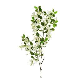 Lot de 6 Branche de stephanotis x2 avec feuilles réalistes et tige enduite, 116 cm artificielle blanc 