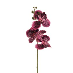 Lot de 10 Branches d'orchidée vanda toucher naturel avec 3 fleurs et 5 boutons en plastique, 75 cm artificiel rouge 