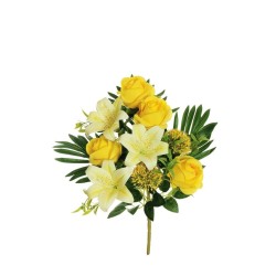 Lot de 12 Bouton de rose avalanche, lys, pissenlit, remplissage demi artificiel jaune tt 