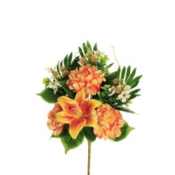 Lot de 12 Pivoine, lys, remplissage demi artificielle orange 