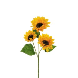 Lot de 24 Bouquet de tournesols x3 têtes d 12 artificiel jaune 