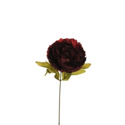 Lot de 36 Peony pic avec 2 feuilles, 34,5 cm artificiel bordo 