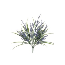 Lot de 24 Branche de lavande floconné en plastique x9 avec herbe, 47 cm chaque pièce dans un sac en polyéthylène artificiel lava