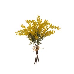 Lot de 12 Bouquet de mimosa x5 avec raffia, 42 cm artificiel jaune 