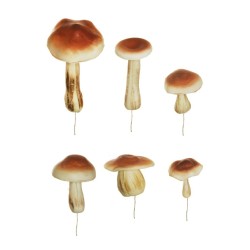 Lot de 12 Champignons en mousse assortis en 6 tailles, 3,5 artificiel marron crème 