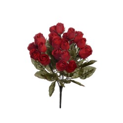 Lot de 12 - Buisson artificiel de boutons de rose X7, 30 cm - rouge 