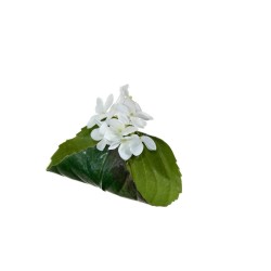Lot de 12 - Rond de serviette artificiel hortensia, 10 cm - crème 