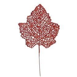 Lot de 12 - Pic artificiel de feuilles de vigne, 18 cm - rouge 