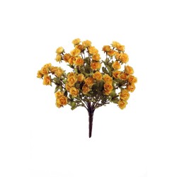Lot de 6 - Buisson artificiel de roses perlées X18, 40 cm - jaune 