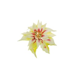 Lot de 48 - Tête artificielle de poinsettia avec glace, D. 20 cm - crème rose vert 