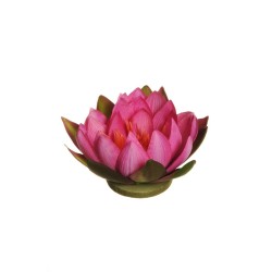 Lot de 12 - Lotus artificiel flottant, D. 16 cm - fuchsia orange 