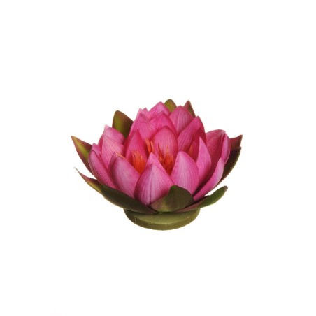 Lot de 12 - Lotus artificiel flottant, D. 16 cm - fuchsia orange 