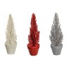 Lot de 12 - Petit sapin de Noël artificiel paillieté sur pot papier, 21 cm - rouge ou argent ou blanc 