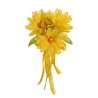 Lot de 24 - Couronne de bougie artificielle nénuphar avec perles et ruban, D. 14 cm - jaune 