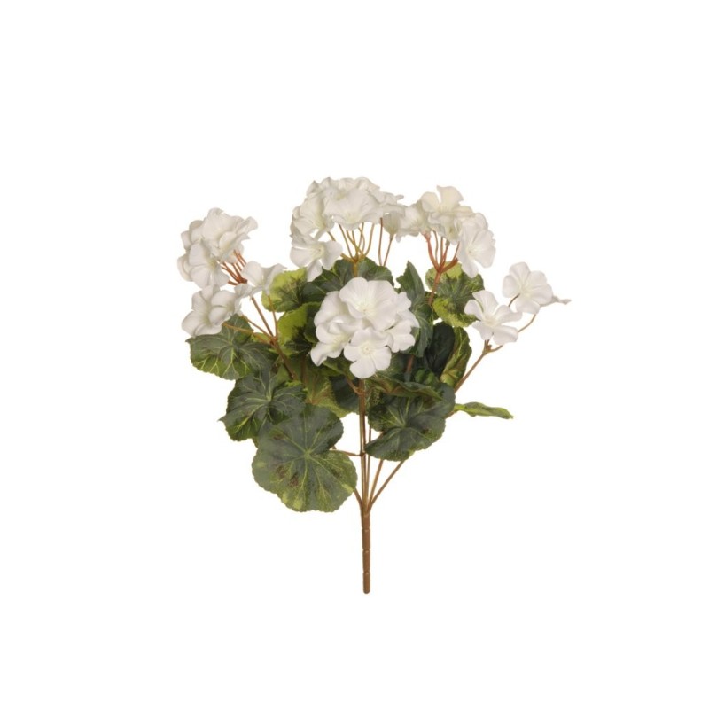 Lot de 24 - Buisson artificiel de géraniums X7, 36 cm - blanc 