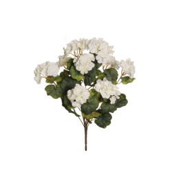 Lot de 12 - Buisson artificiel de géraniums X9, 45 cm - blanc 