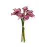 Lot de 12 - Petit bouquet artificiel de callas X7, 34 cm - lilas 
