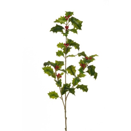 Lot de 24 - Tige artificielle de houx toucher réel X3, 69 cm - vert 