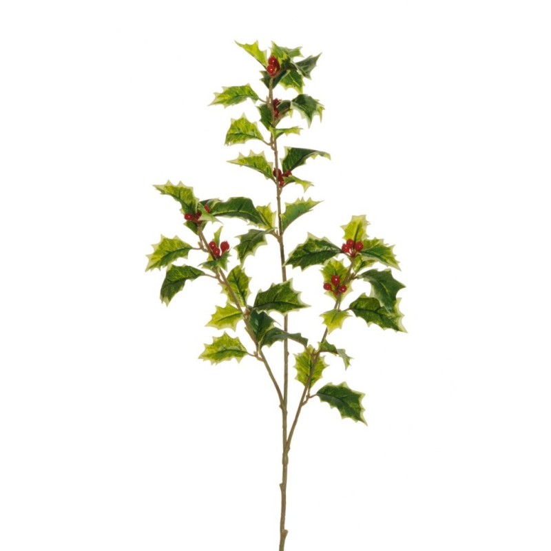 Lot de 24 - Tige artificielle de houx toucher réel X3, 69 cm - panaché 