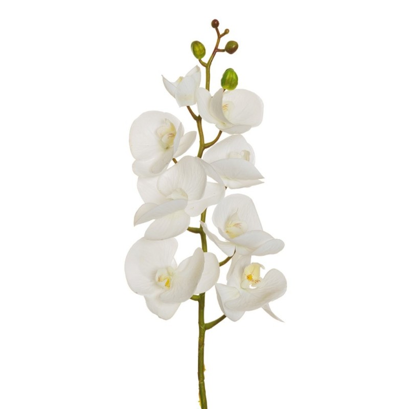 Lot de 12 - Orchidée Phalaenopsis artificielle toucher réel X7, 102 cm - blanc 