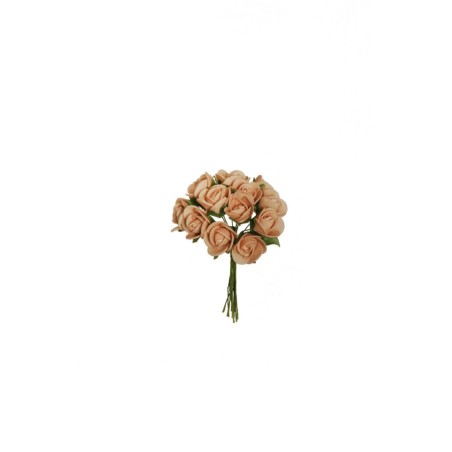 Lot de 72 - Bouquet artificiel de mini boutons de rose en mousse X12, 10 cm - sable 