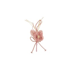 Lot de 144 - Pic artificiel d'anémone en jute à pois, 11 cm - rose 