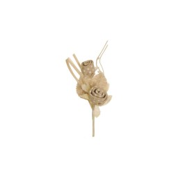 Lot de 144 - Pic artificiel de boutons de rose en jute, 14 cm - beige 