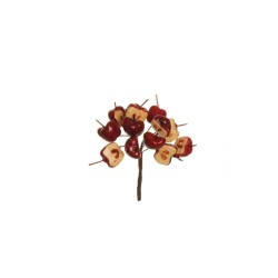 Lot de 144 - Bouquet pic artificiel de demi-pommes X12, 11 cm - rouge 