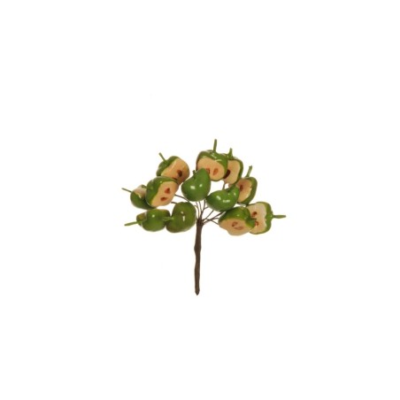 Lot de 144 - Bouquet pic artificiel de demi-pommes X12, 11 cm - vert 