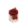 Lot de 6 - Rose artificielle velours en pot effet eau, 11 cm - rouge 