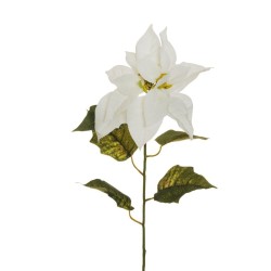 Lot de 12 - Poinsettia artificiel velours à double tête, 80 cm - crème 