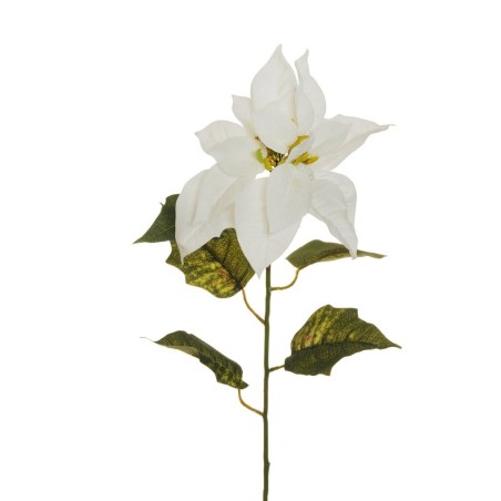 Lot de 12 - Poinsettia artificiel velours à double tête, 80 cm - crème 