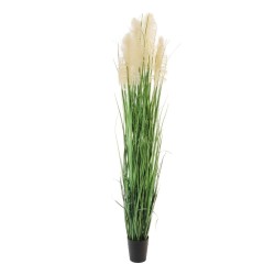 Plante artificielle d'herbe de pampa X7 en pot, 270 cm - crème feuilles vertes 