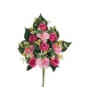 Lot de 6 - Demi-buisson artificiel rose et phalaenopsis X10, 56 cm - rose 